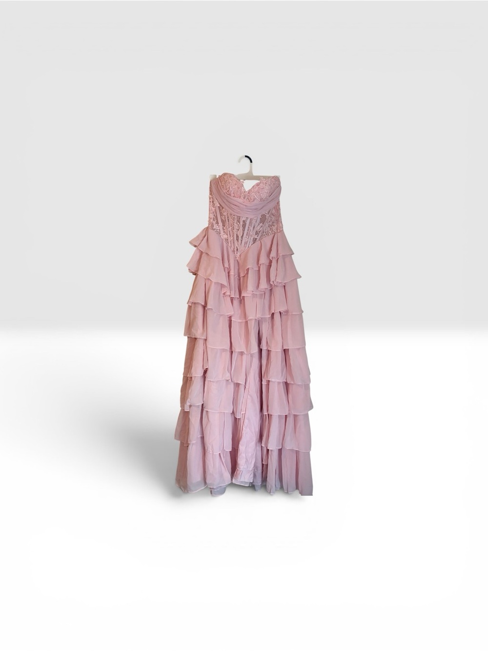 Fashion Class and Fashion Pink Tiered Ruffle Strapless Gown